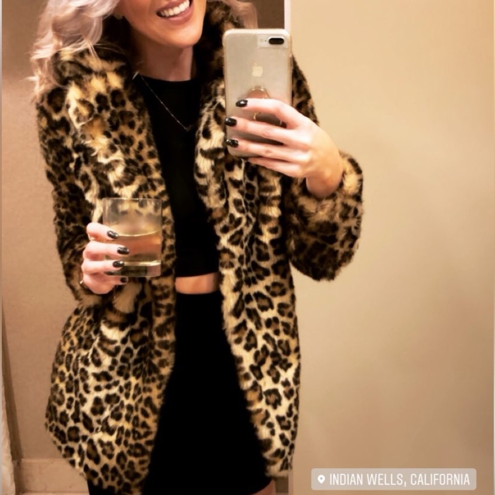 Ever New Faux Fur Leopard Print Coat